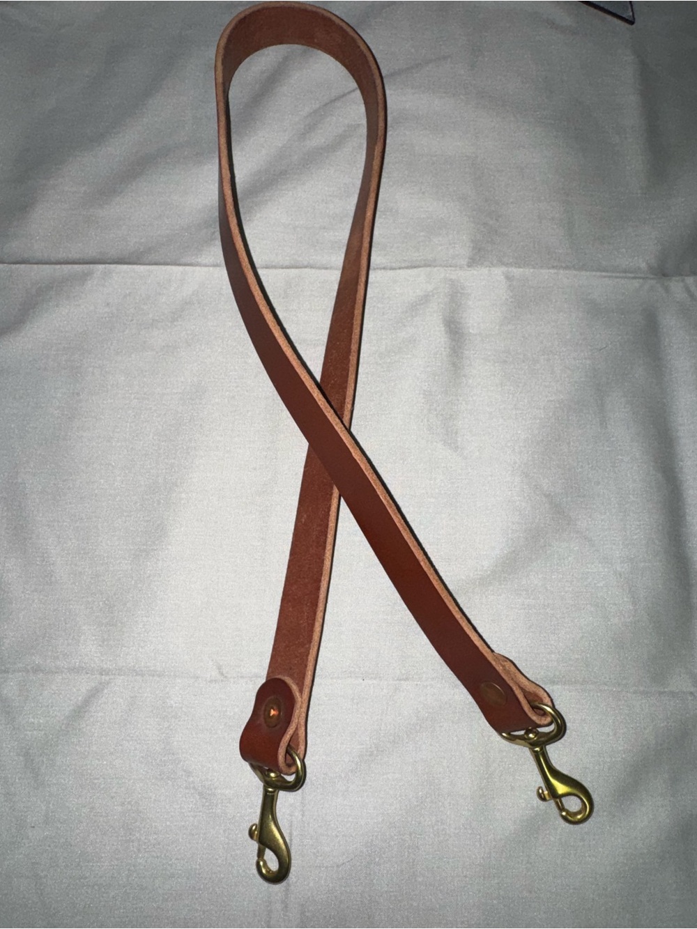 Meanwhile back on the farm brown English bridle leather strap 33” brass clasp